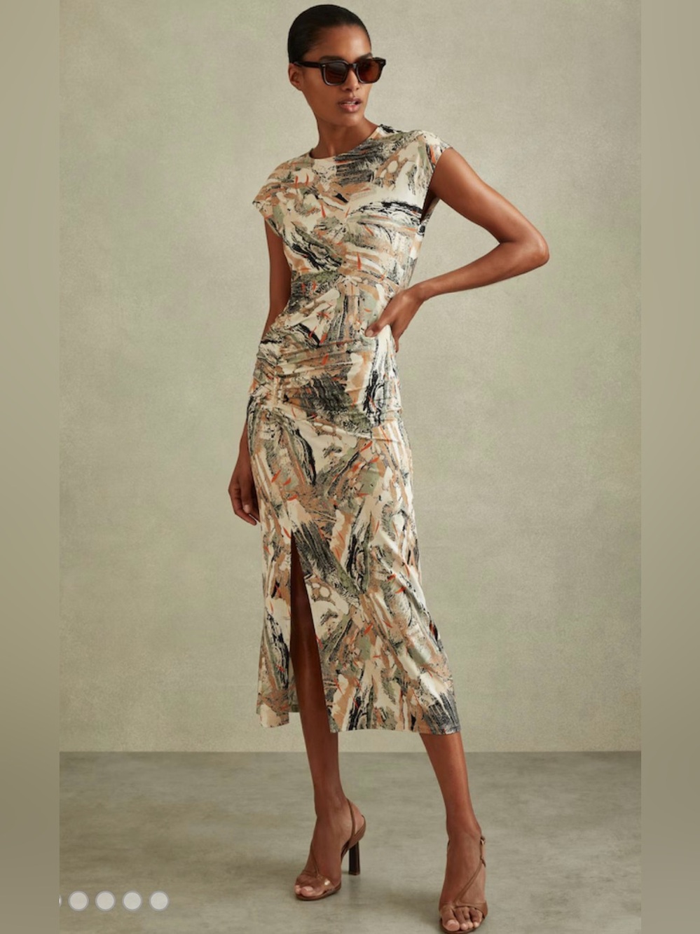 Womens Reiss LENNIA PRINTED JERSEY MIDI DRESS IN MULTI Size XL